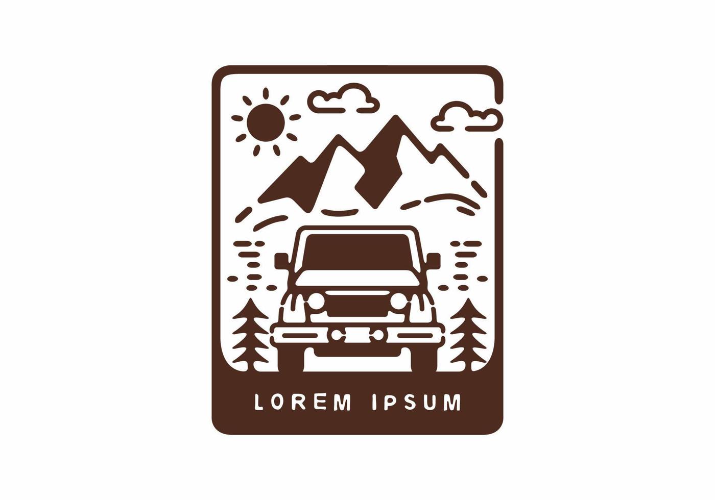Off road car rectangle badge illustration vector