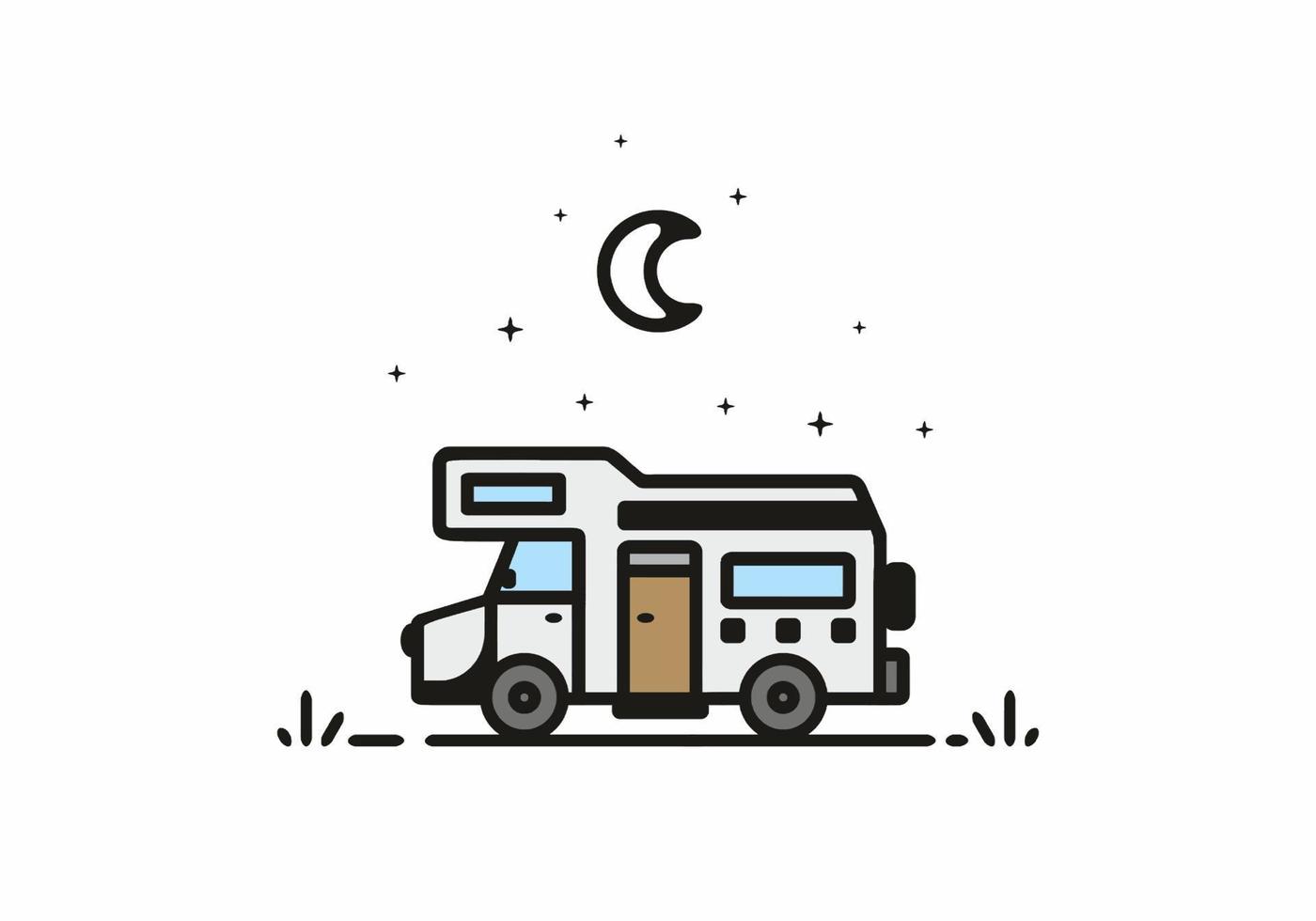 Simple camper van camping illustration vector