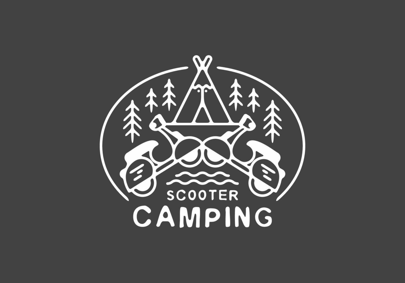 Scooter camping line art badge vector