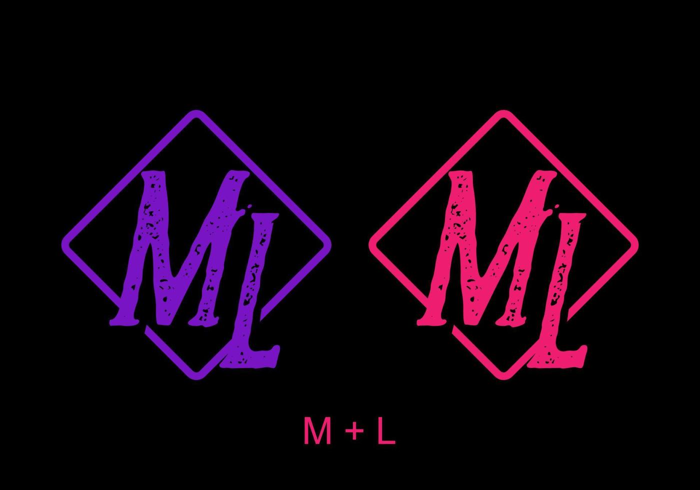 Purple and pink color of ML initial letter vector