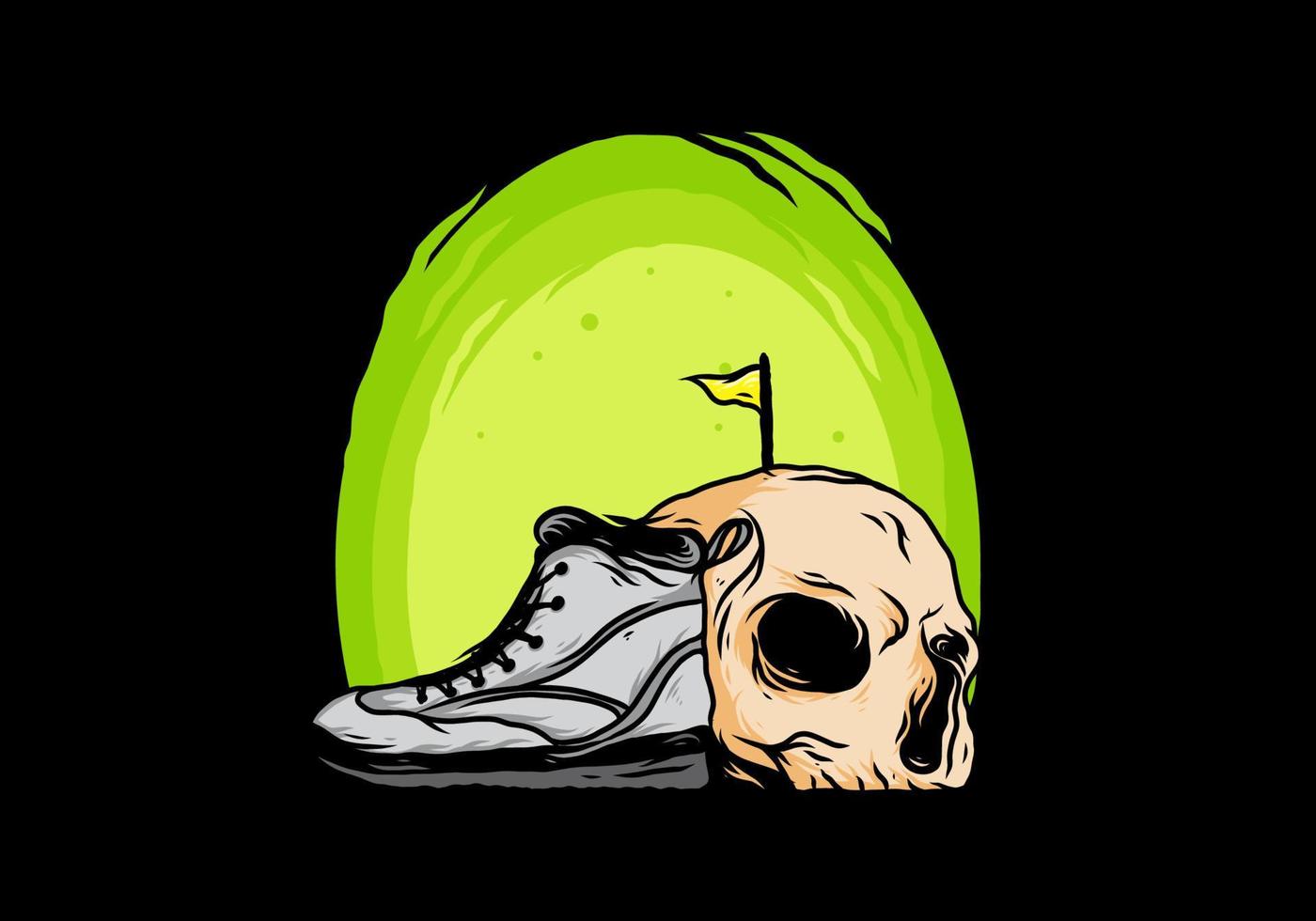Outdoor boots and skull illustration vector