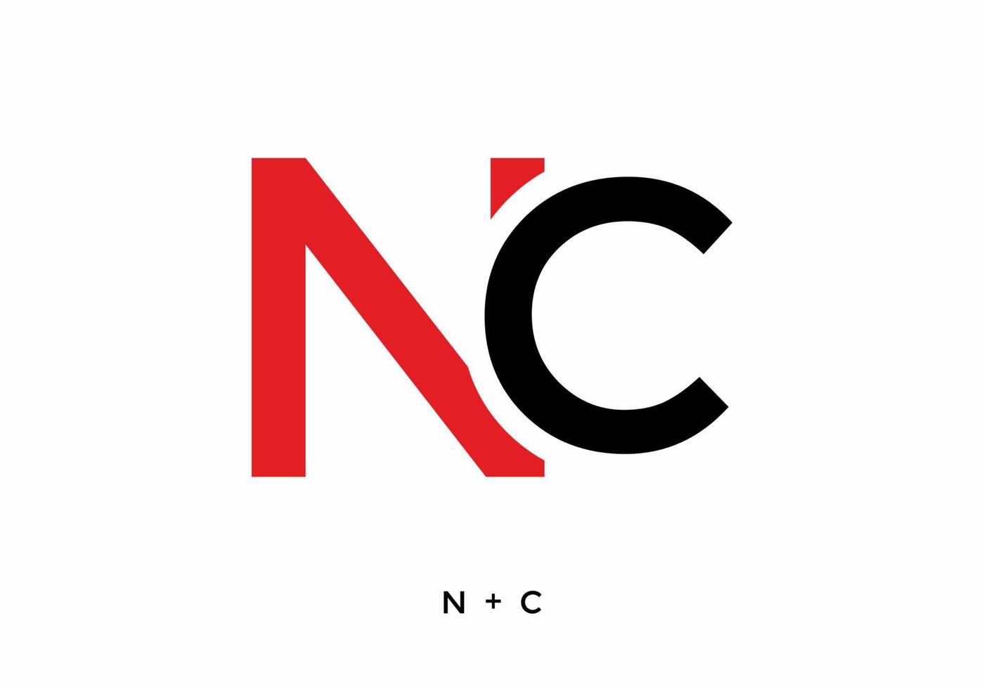 Red and black color of NC initial letter vector