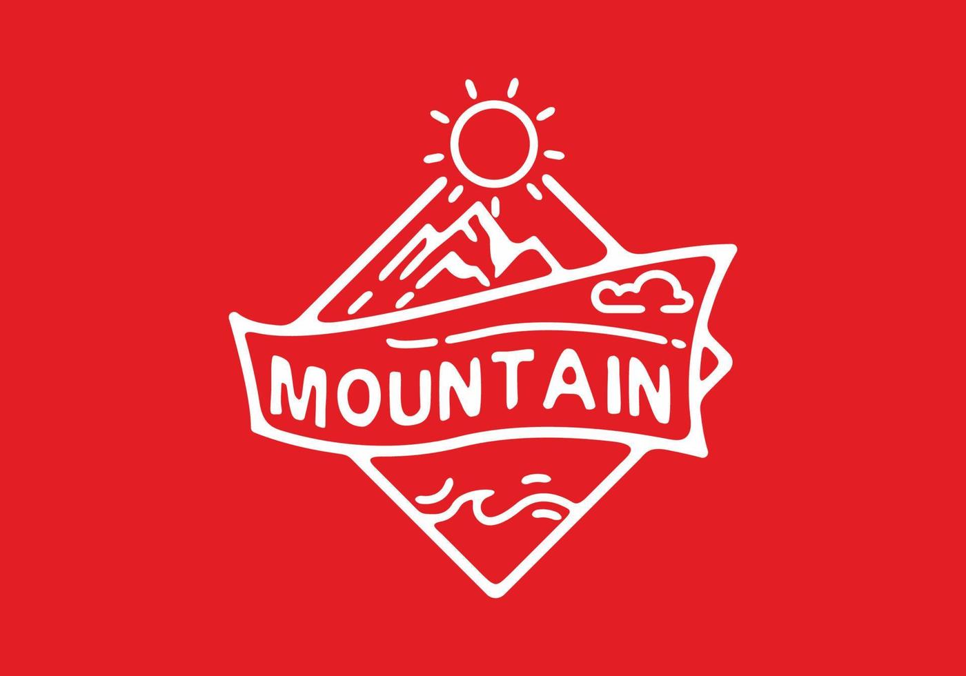 Red white mountain badge illustration vector