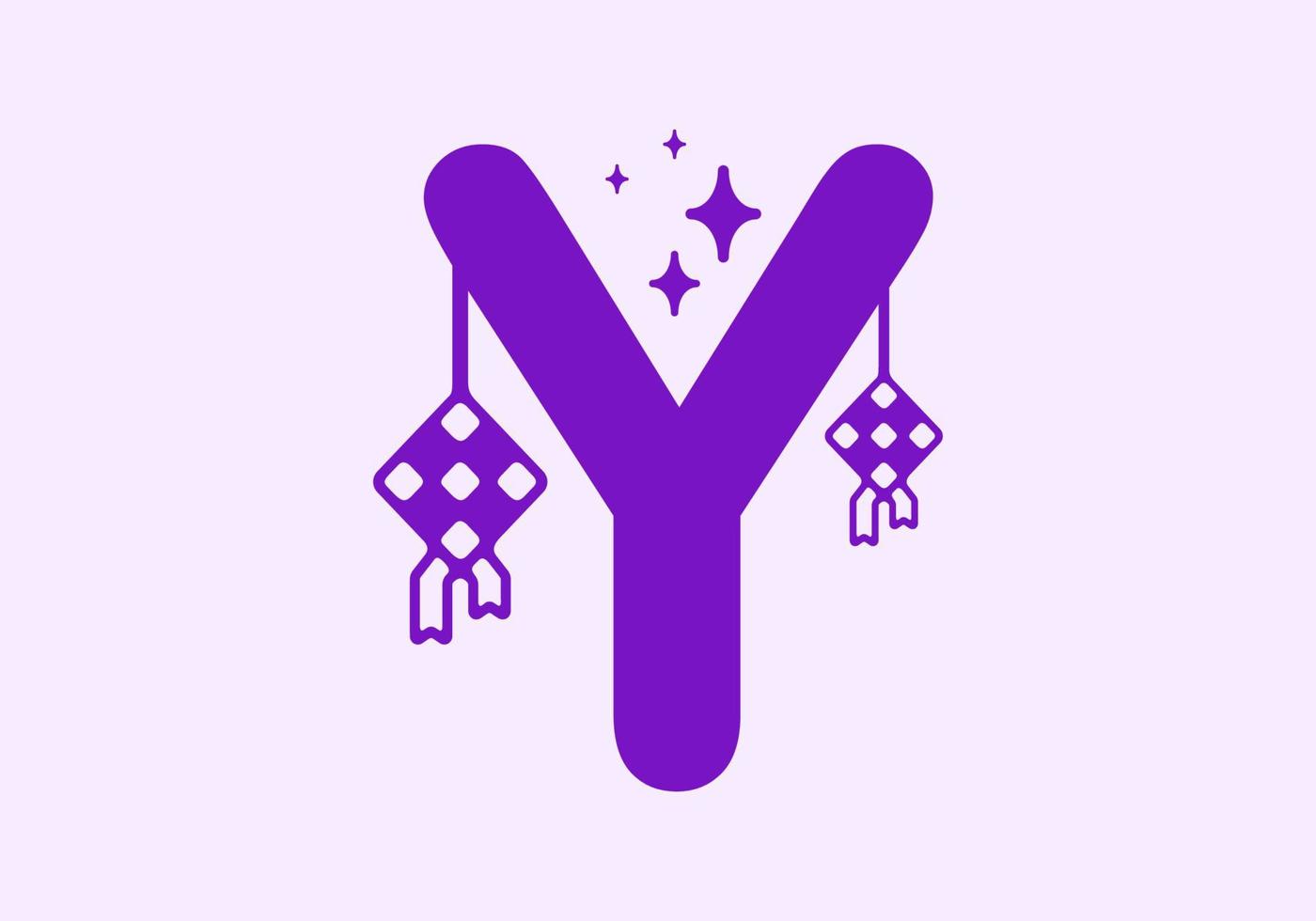 Purple color of Y initial letter in ramadan theme vector