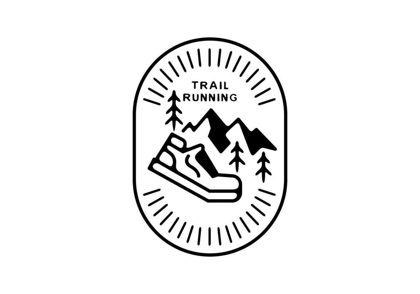 Trail running line art badge vector