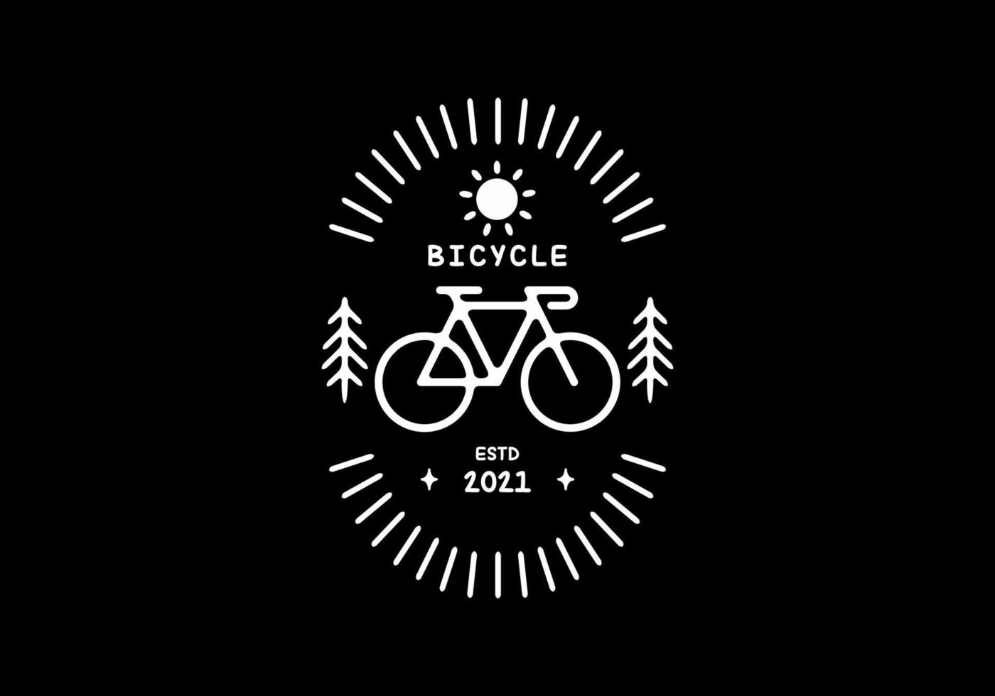 White black color of bicycle line art illustration vector