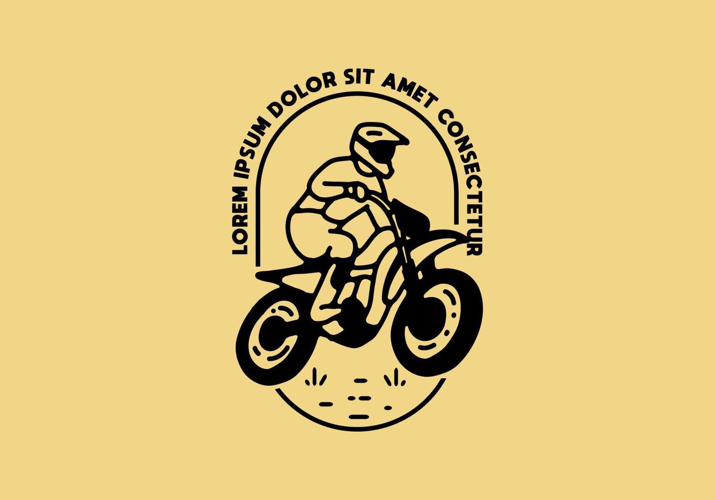 arte de línea de motocicleta trail con texto de lorem ipsum vector