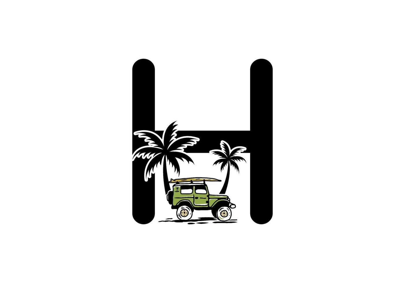 Off road car with H initial letter vector