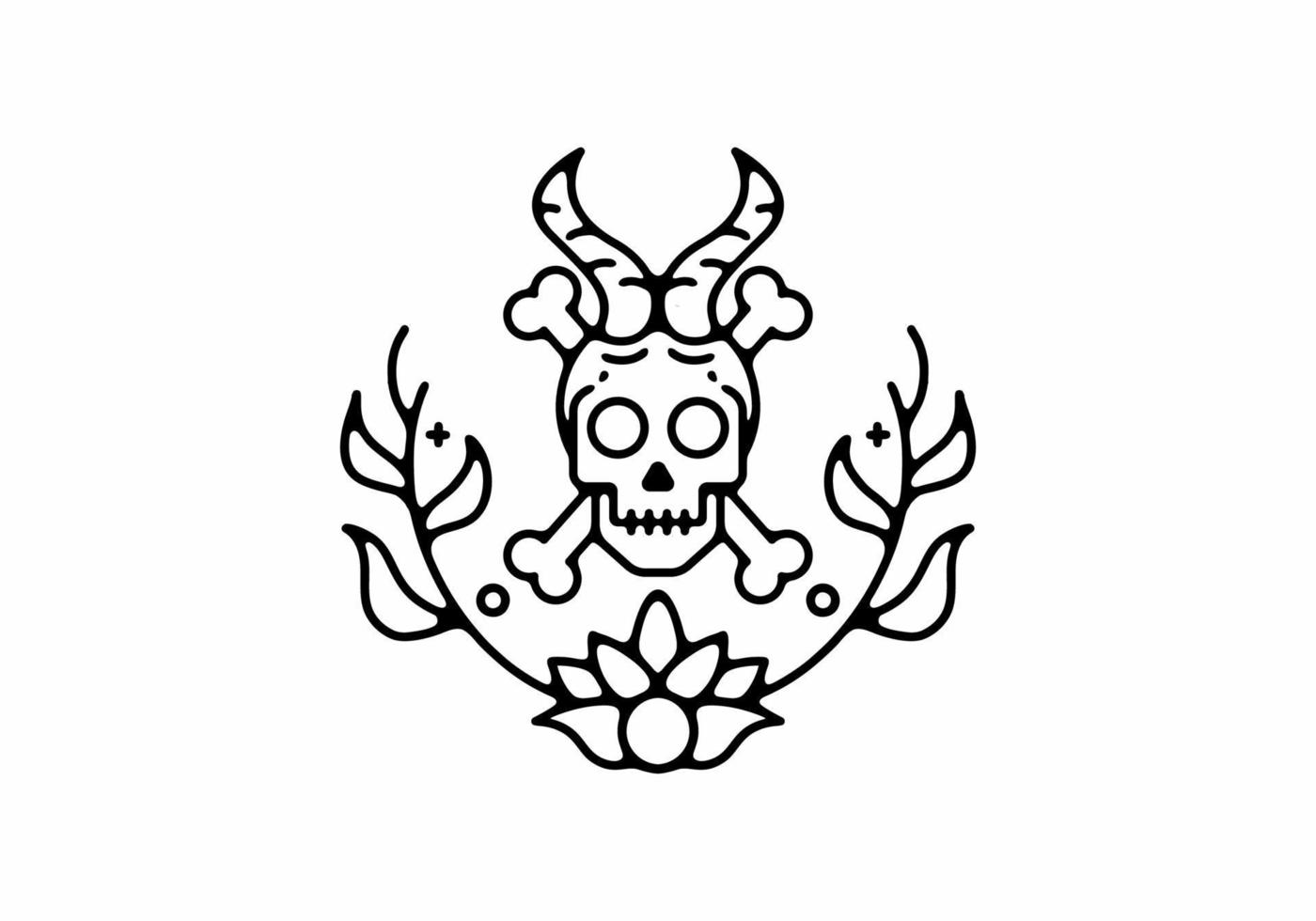 Skull with horn line art illustration vector