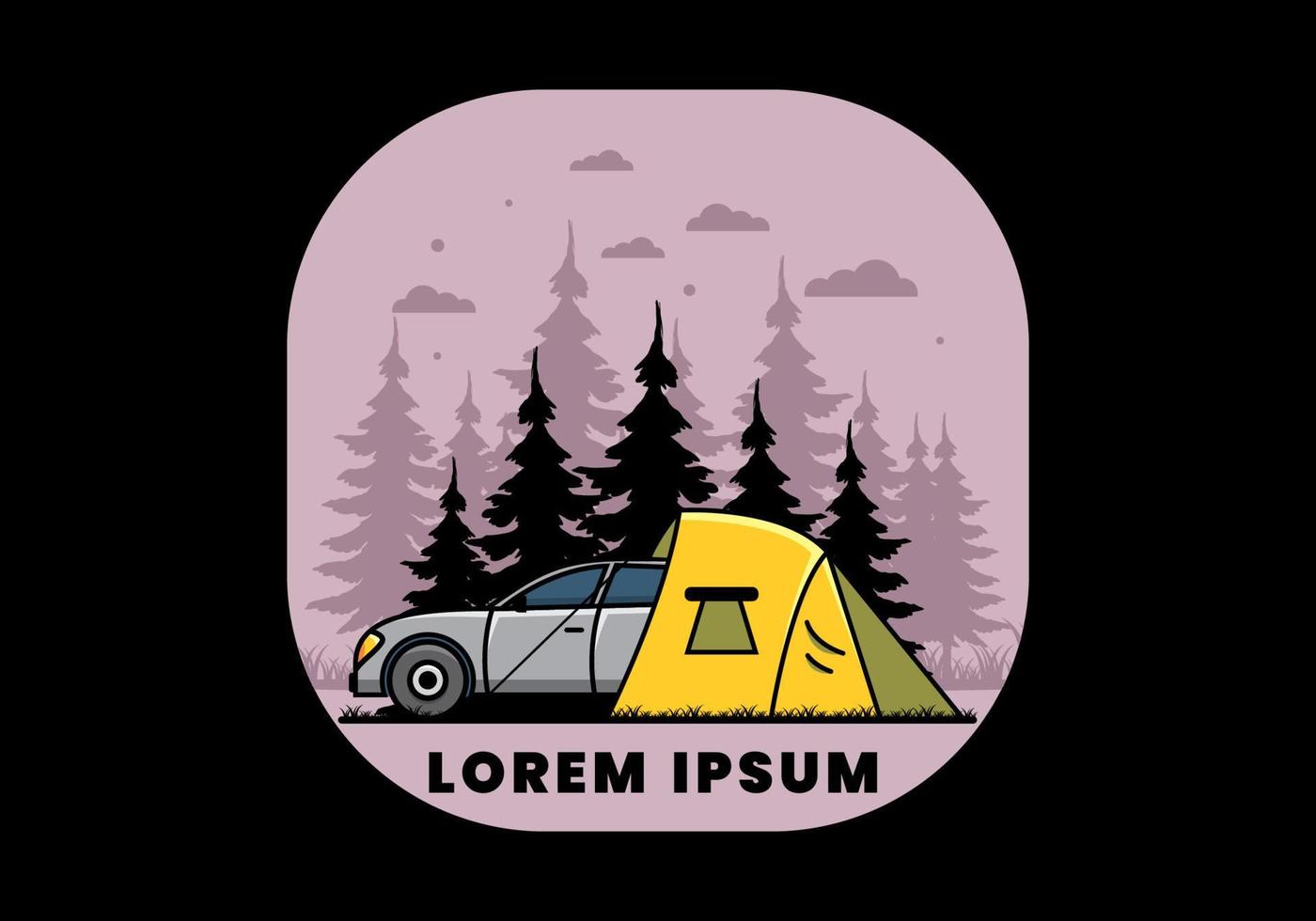 Night camping with car illustration vector