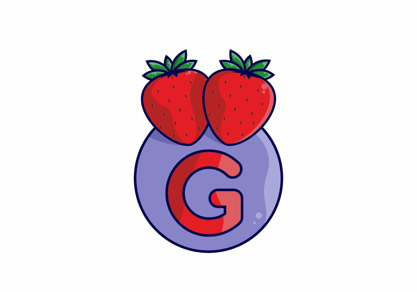 Red strawberry with G initial letter vector