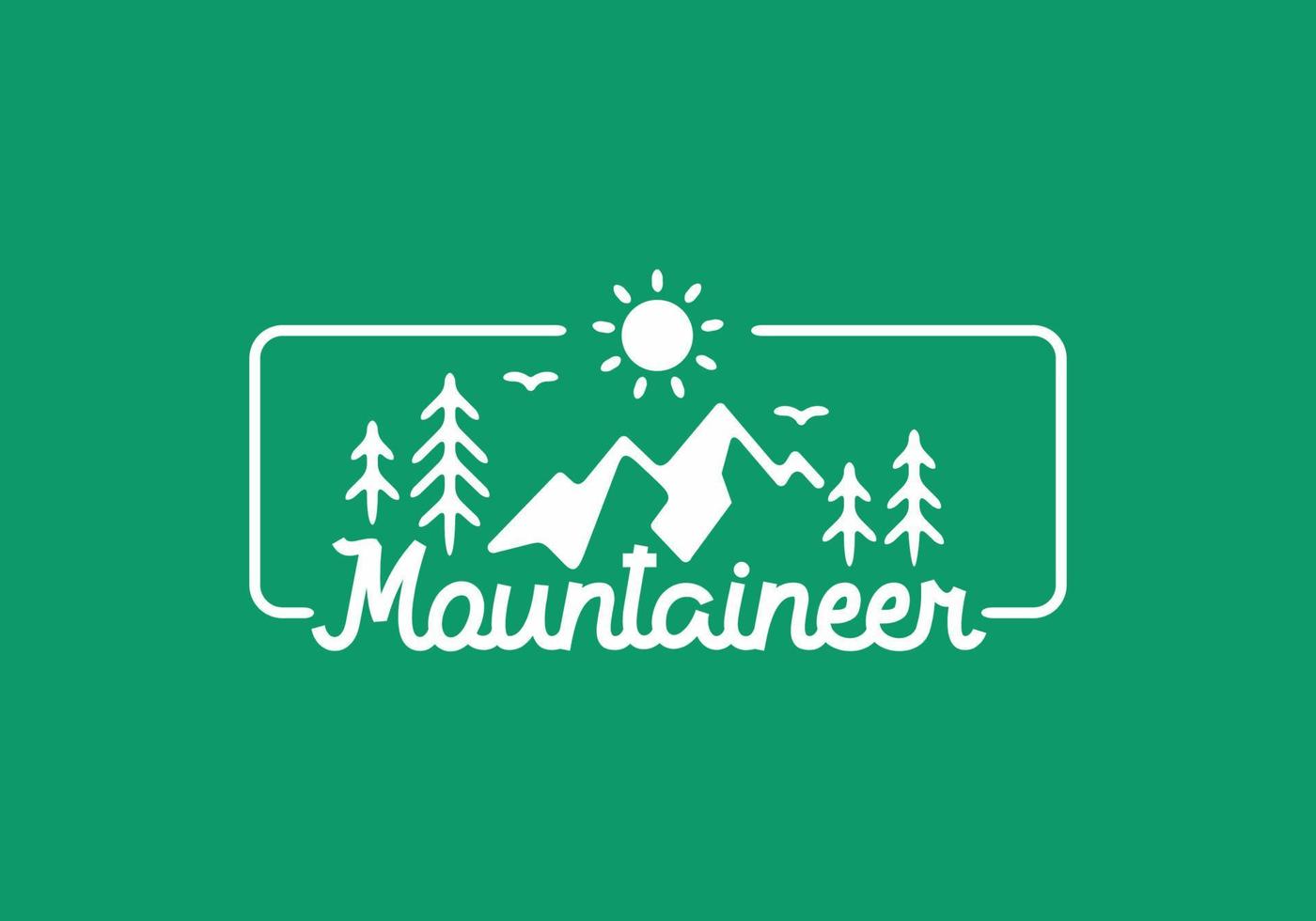 White green color of line art mountaineer badge vector