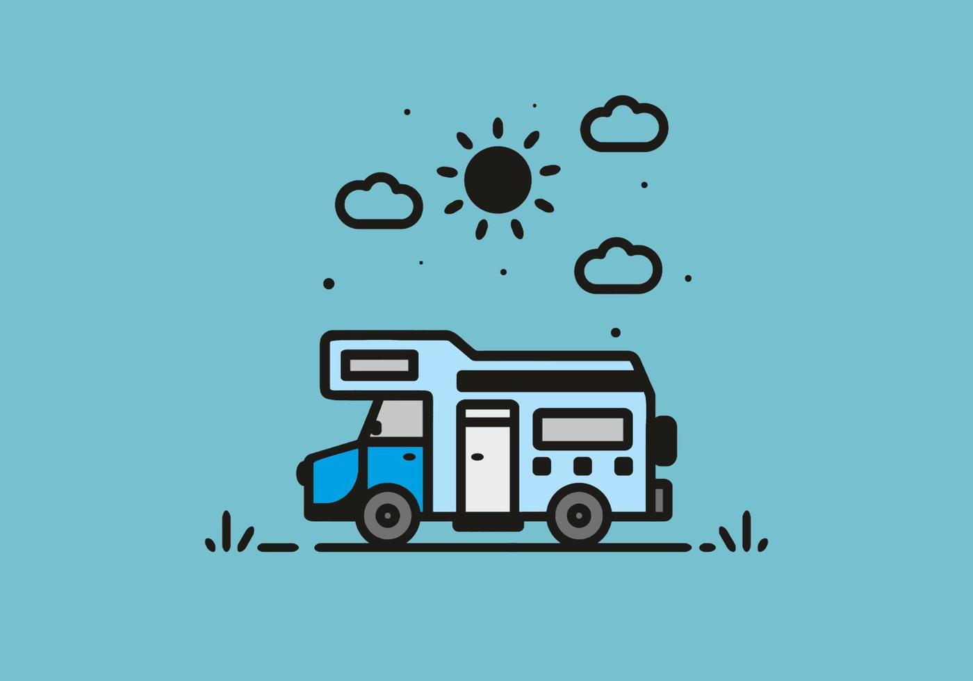 Simple camper van camping illustration vector