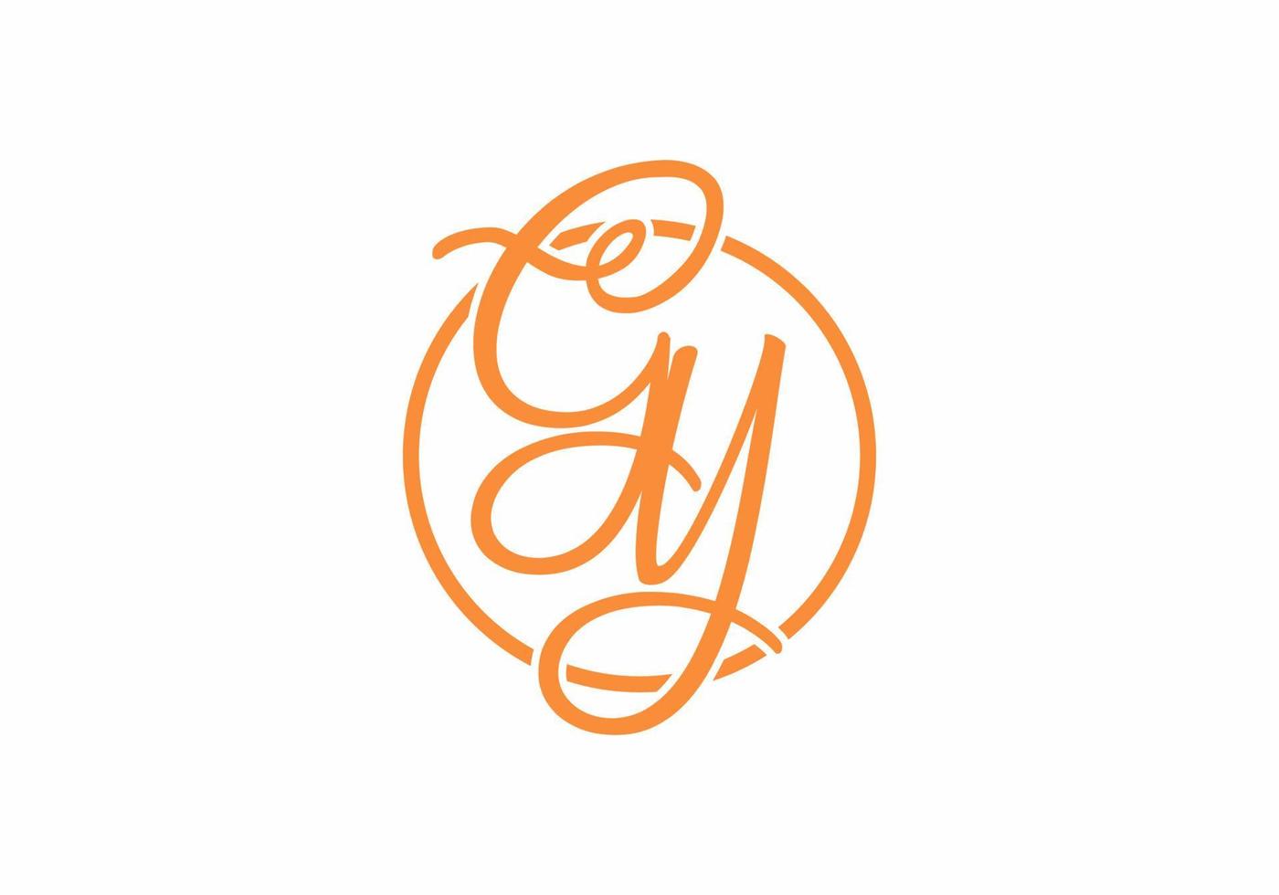 Orange GY initial script font logo vector