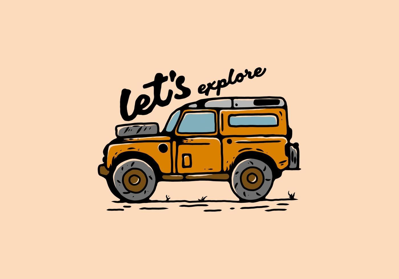 dibujo de ilustración de coche todoterreno naranja vector