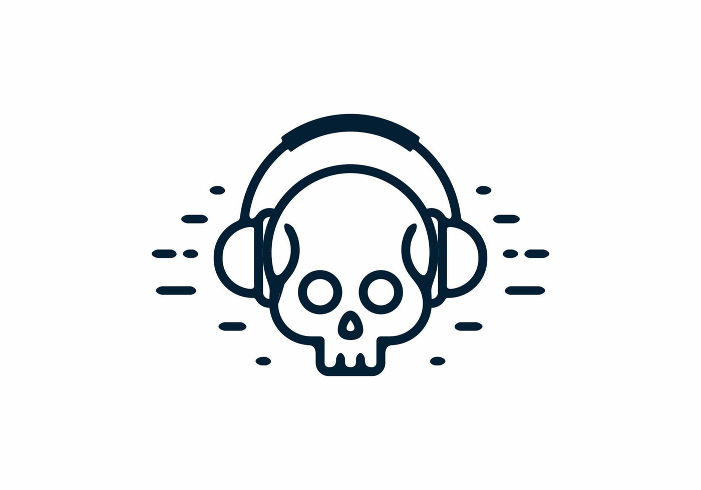 Skull with headset line art vector