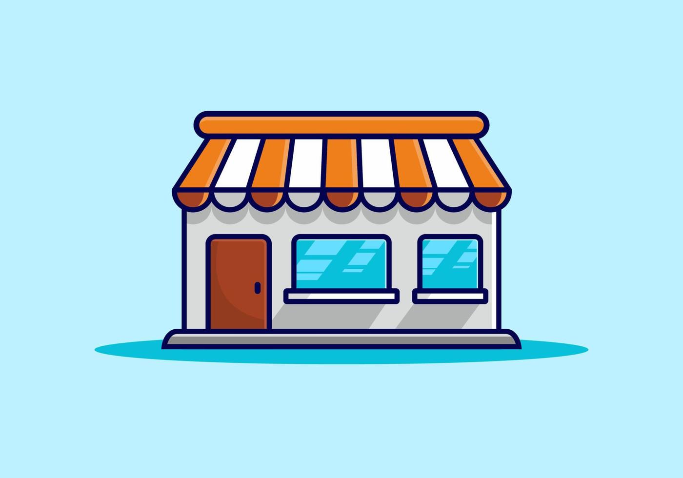 Simple square orange store building vector