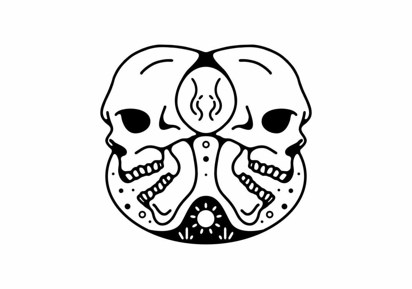 Twin of skull head line art illustration vector