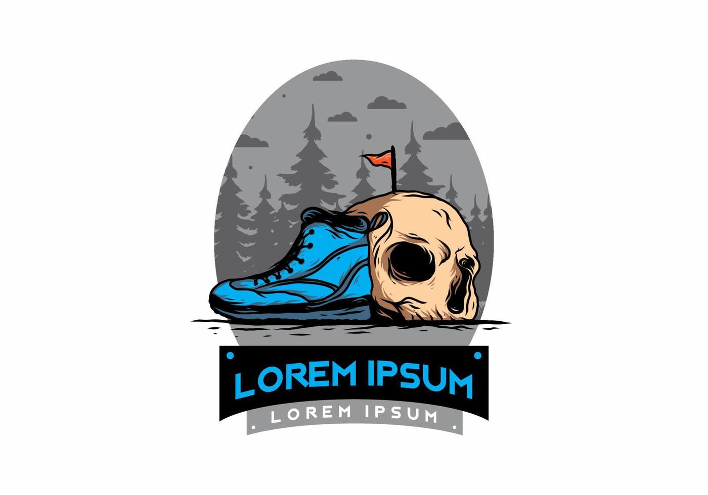 Outdoor boots and skull illustration vector