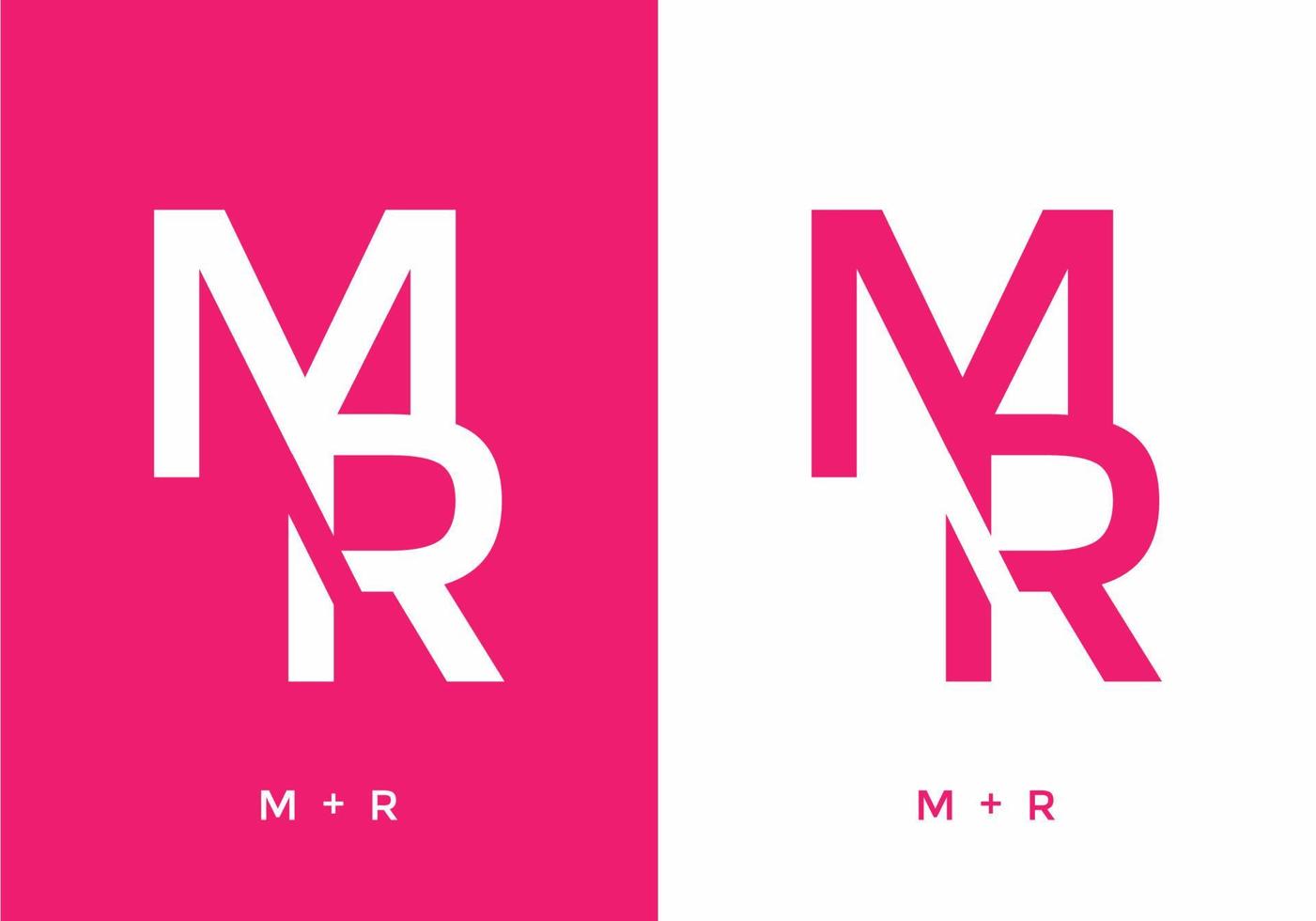 Pink and white color of MR initial letter vector