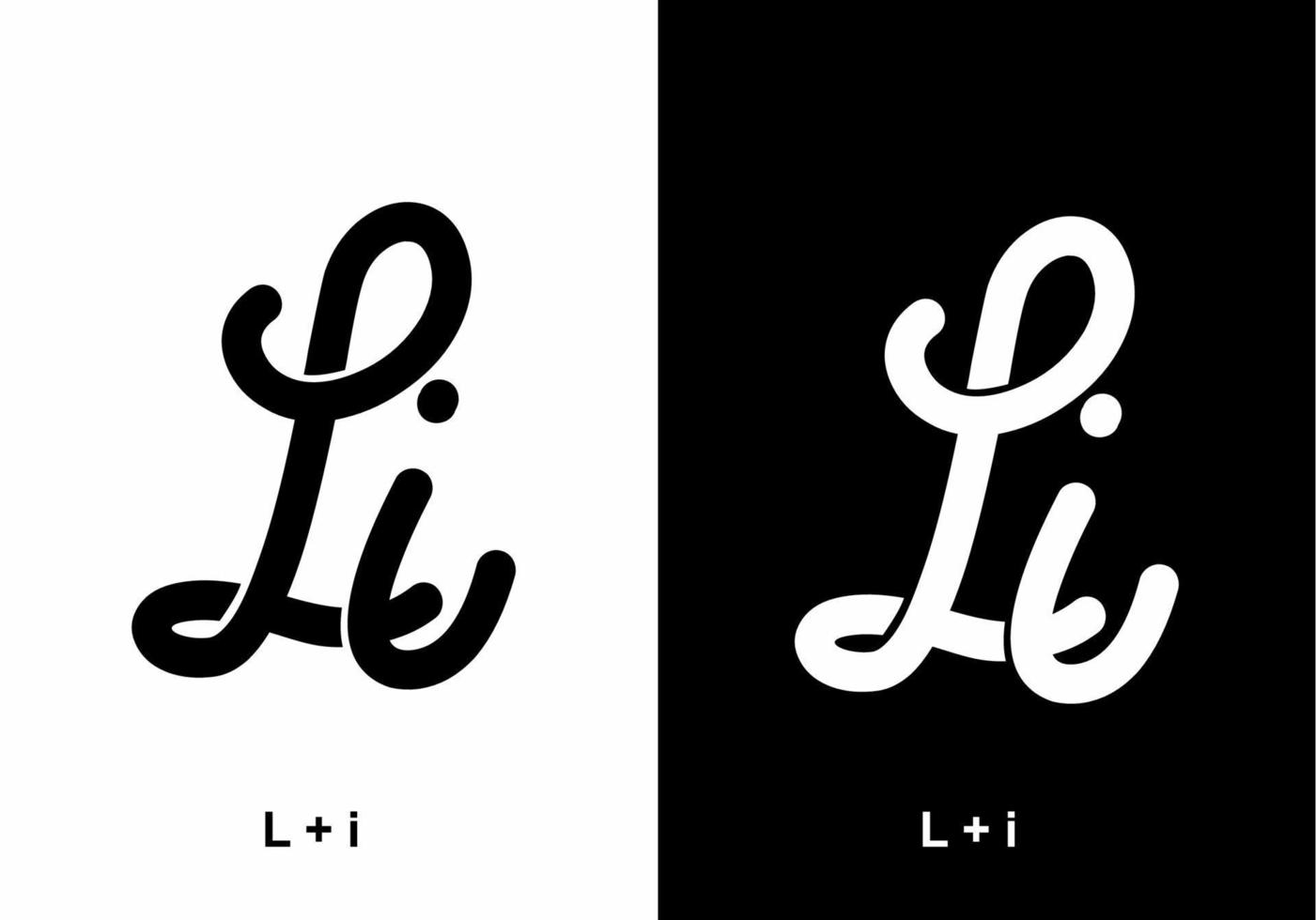 Rounded LI initial letter black and white vector