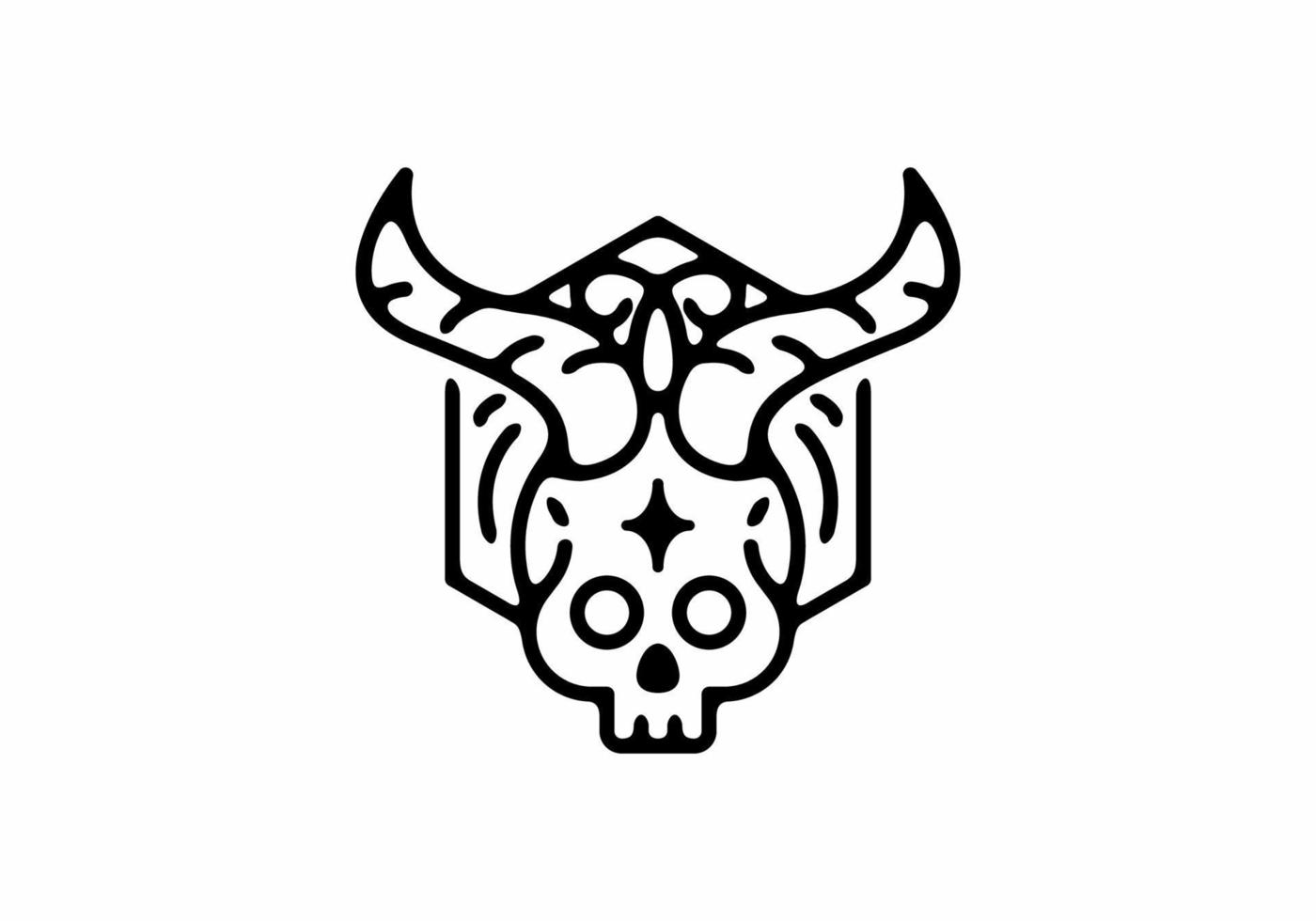 Skull with horn badge illustration vector