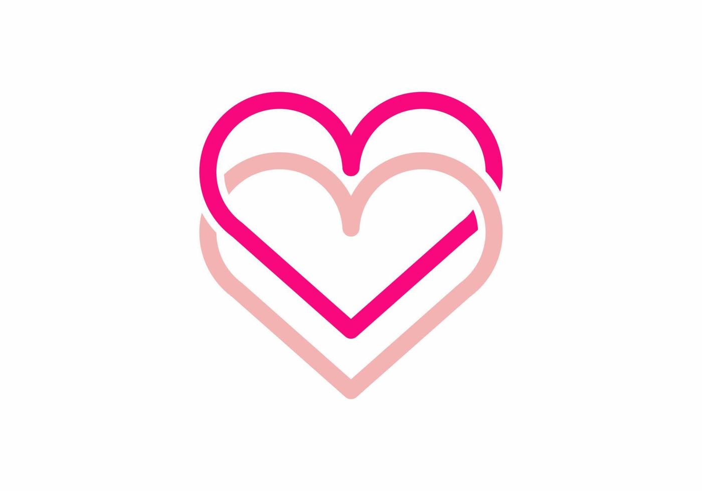 Pink color of twin love heart vector