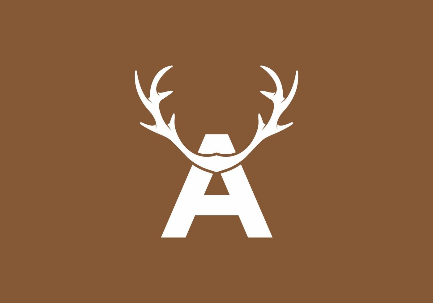 White brown color of A initial letter with deer horn 7584035 Vector Art