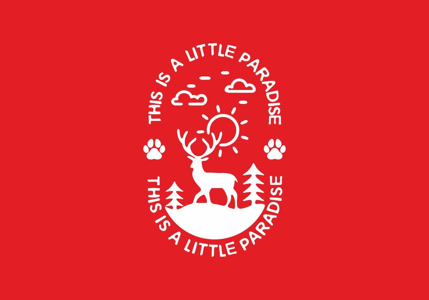 wildlife deer badge illustration white red vector