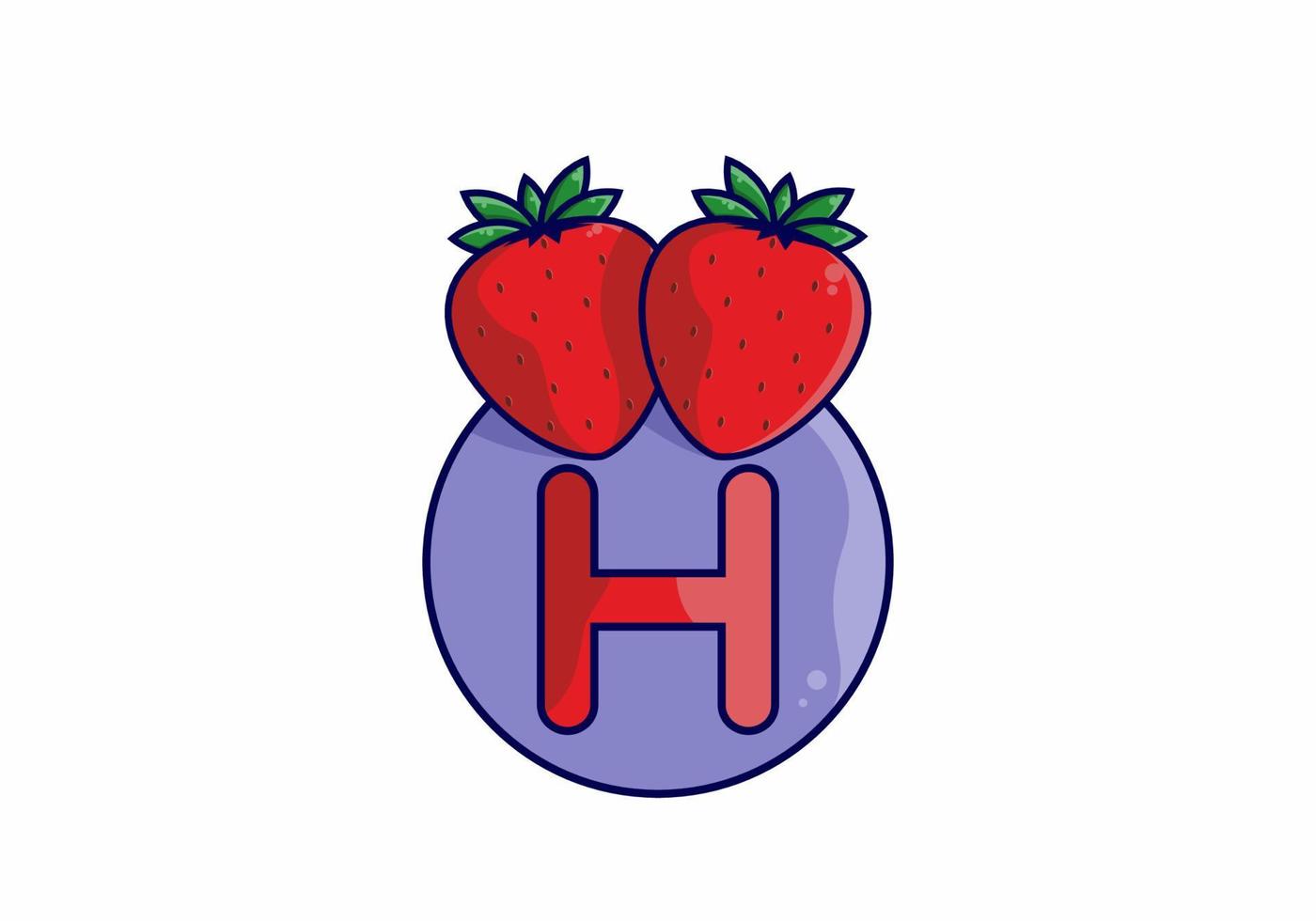 Red strawberry with H initial letter vector