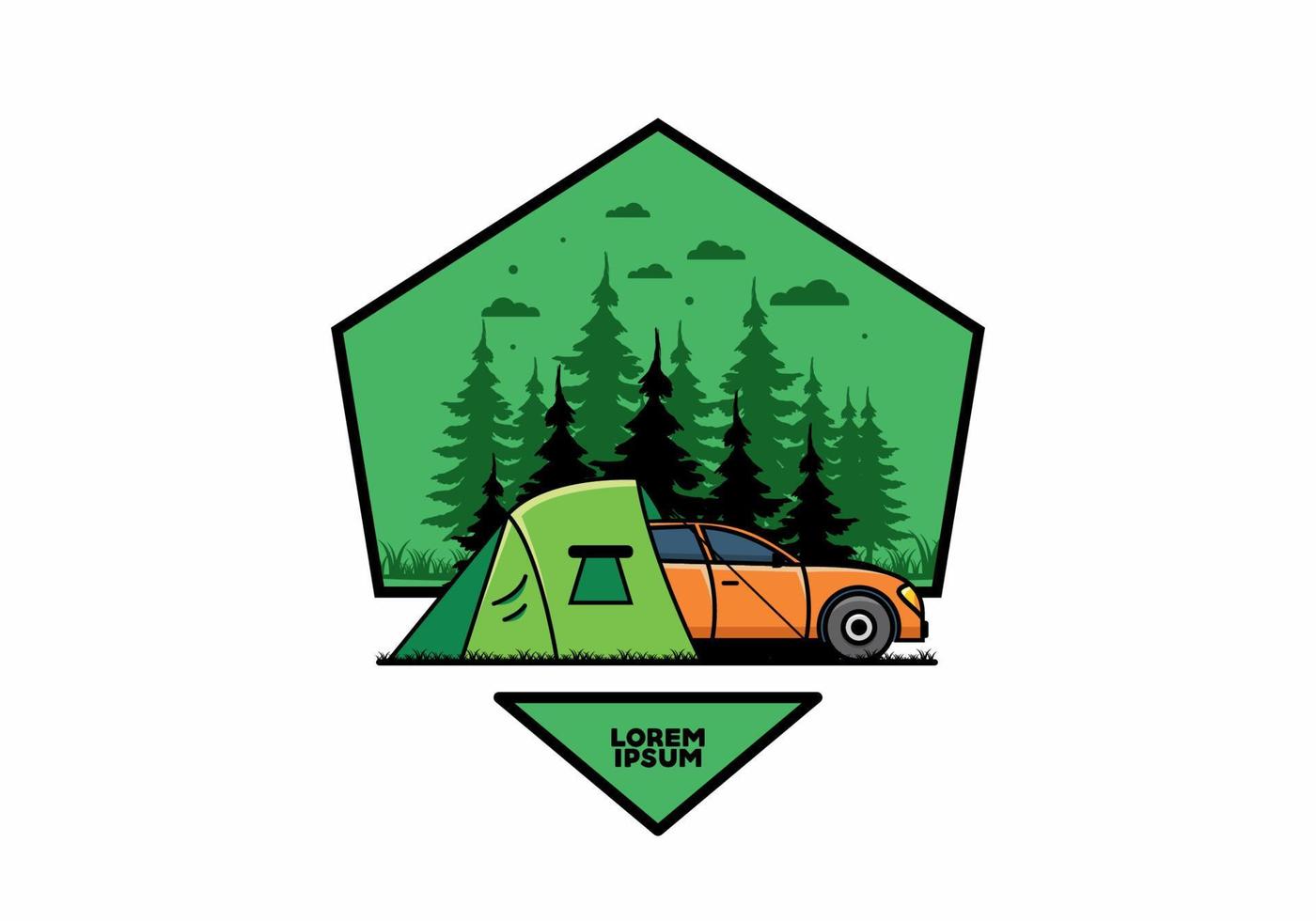 Night camping with car illustration vector