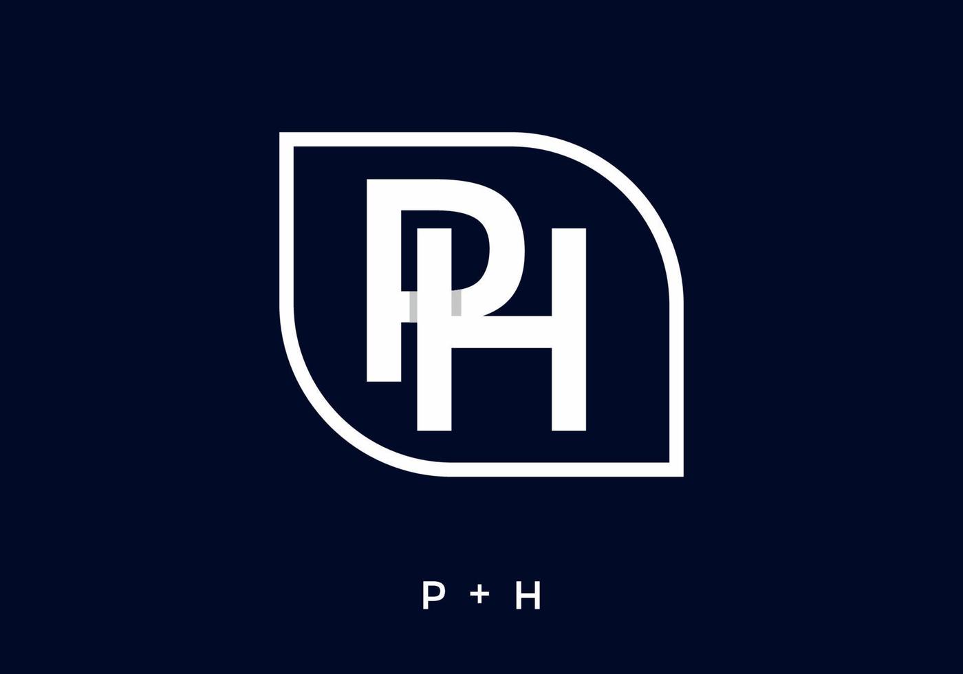 White color of PH initial letter in frame vector