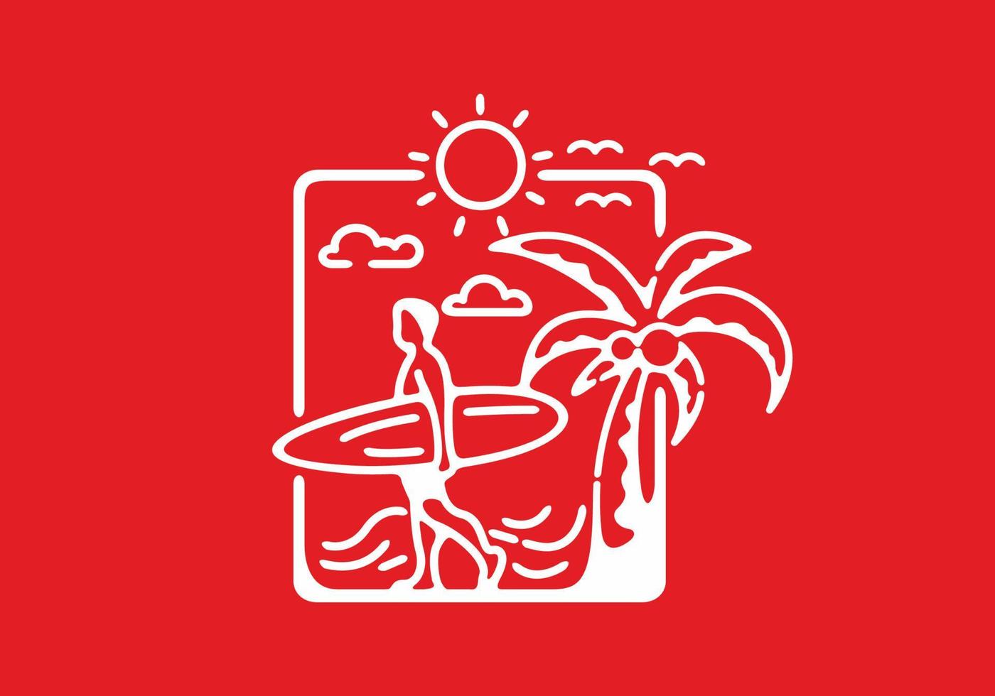 ilustración de surf de playa blanca roja vector