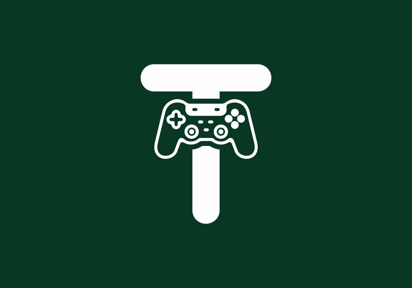 T initial letter with joystick shape vector