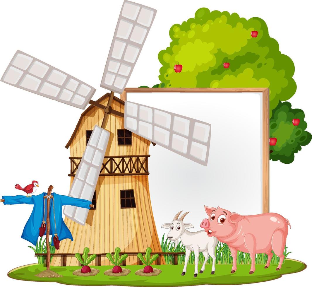 Empty banner template with farm animals vector