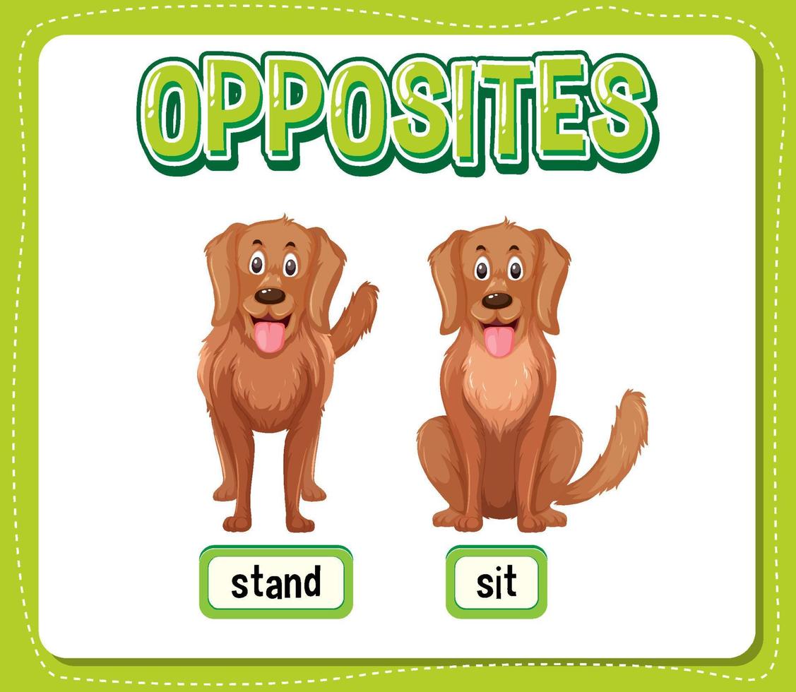 Opposite words for stand and sit vector