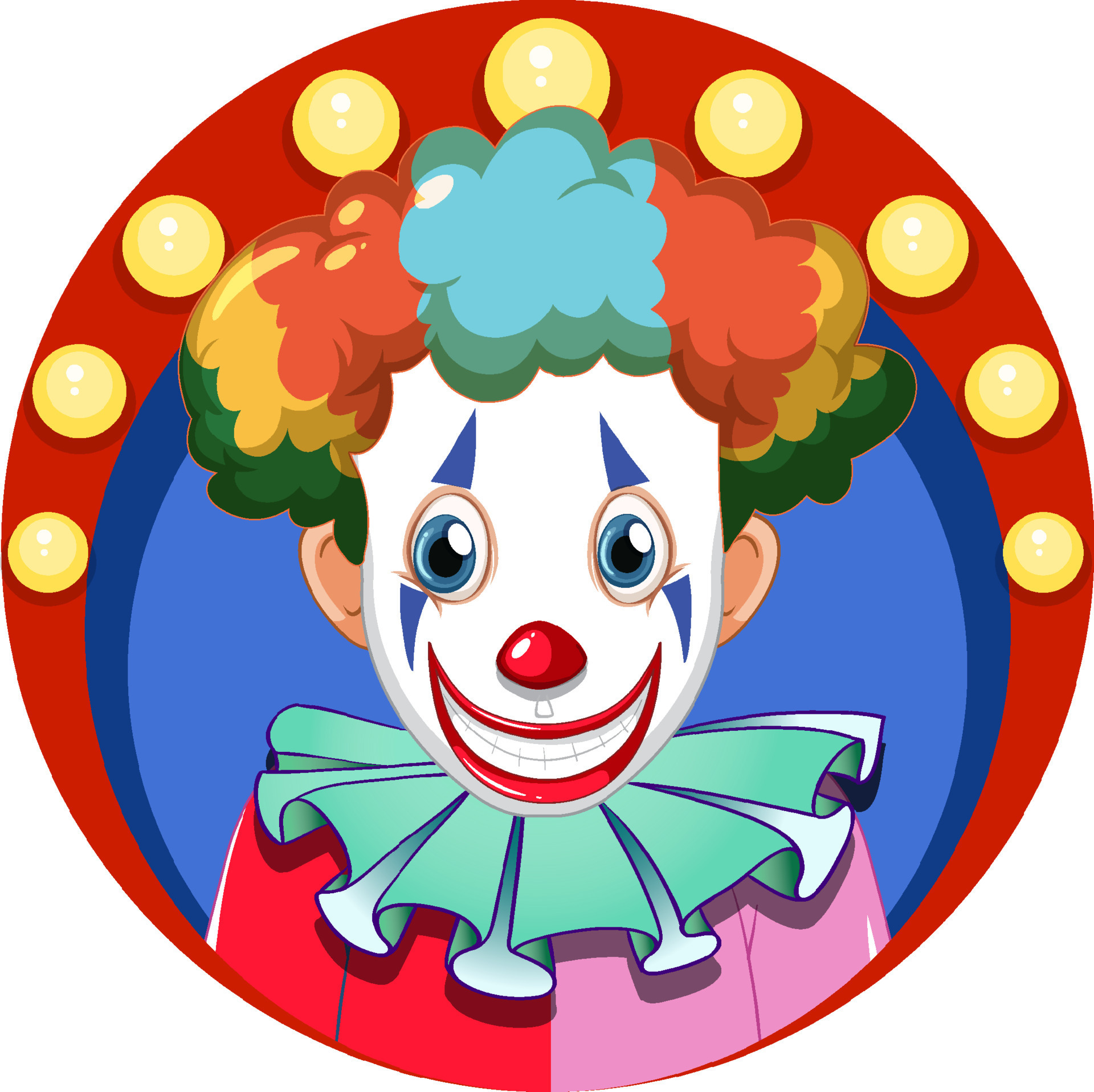 Cartoon clown with red nose 7584208 Vector Art at Vecteezy