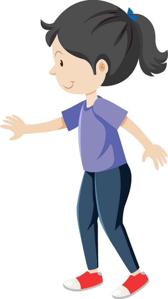 Active girl simple cartoon character vector