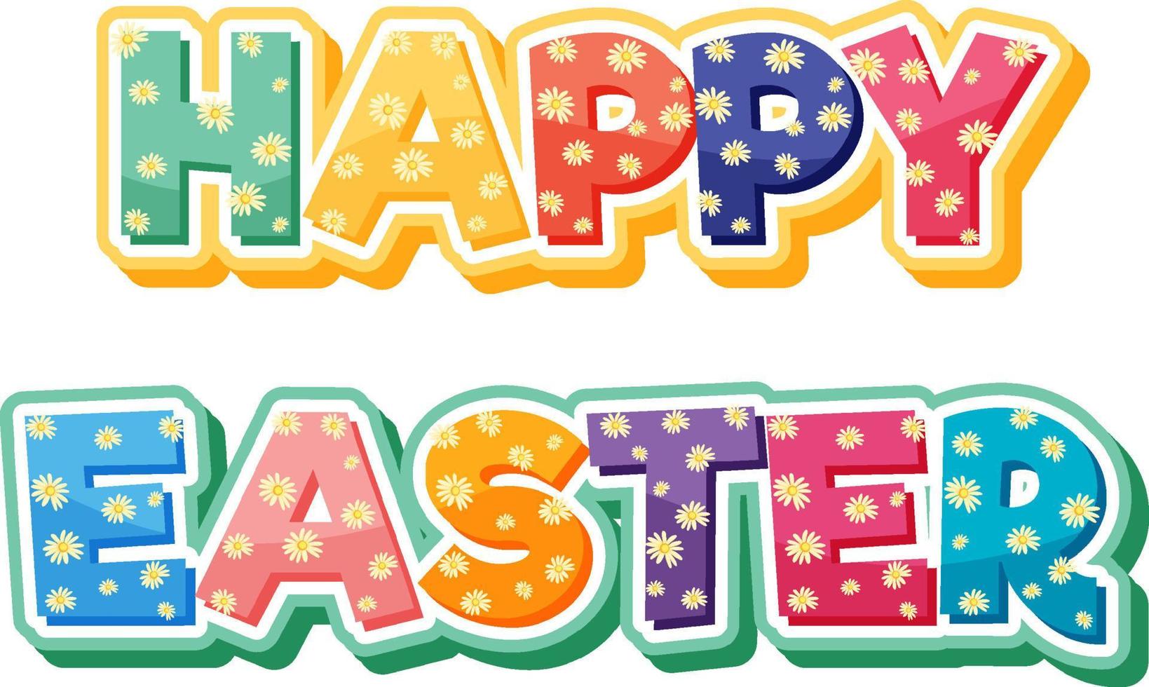 Happy Easter egg font design with flowers vector