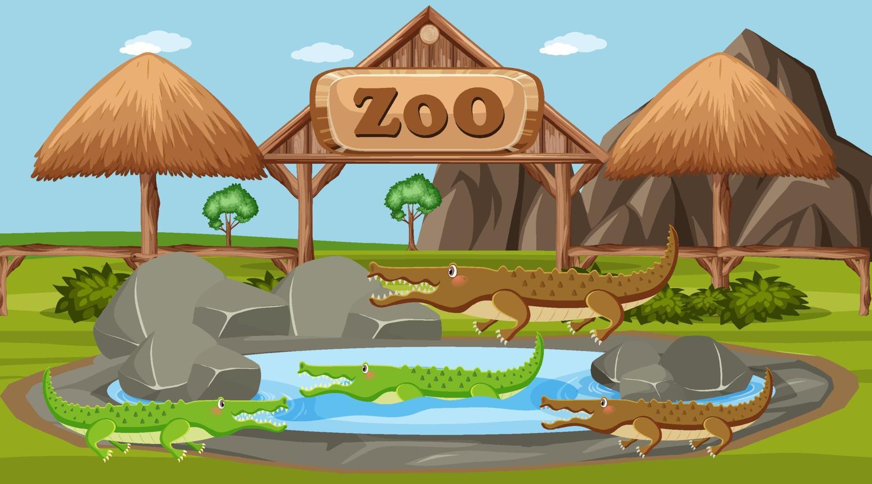 animales en el zoológico vector