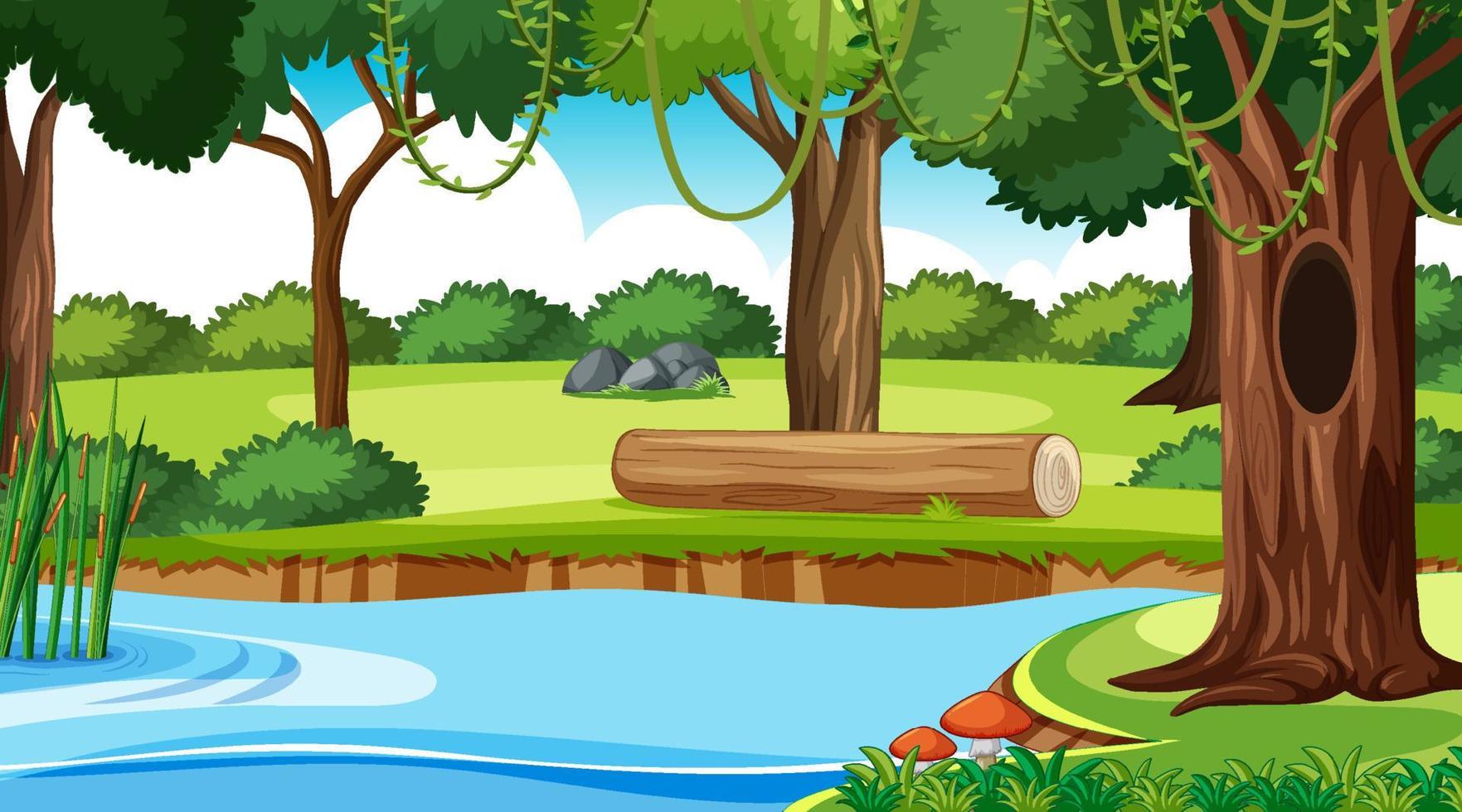 Nature forest background with river vector