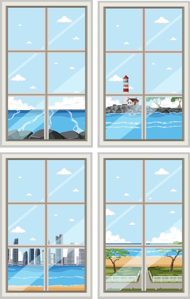 View through glass window vector