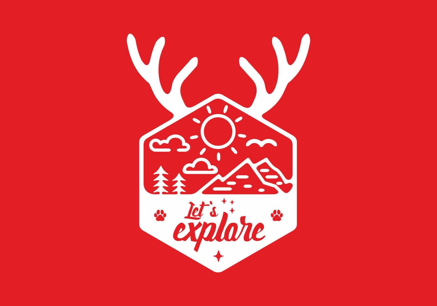 Red and white nature explore badge vector