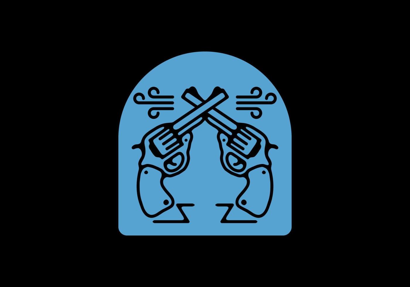 Two guns line art illustration vector