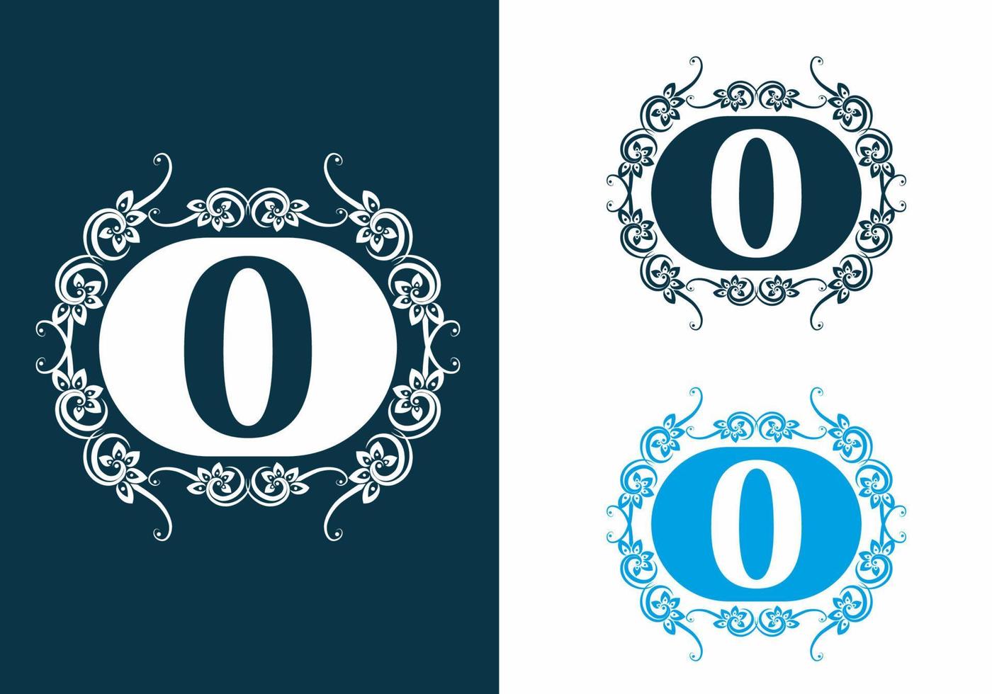 O initial letter in vintage oval frame vector