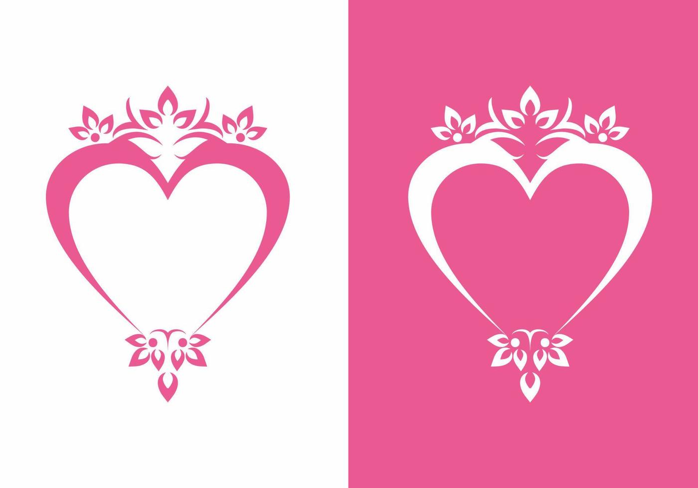 signo de amor rosa con logotipo de vector de adorno