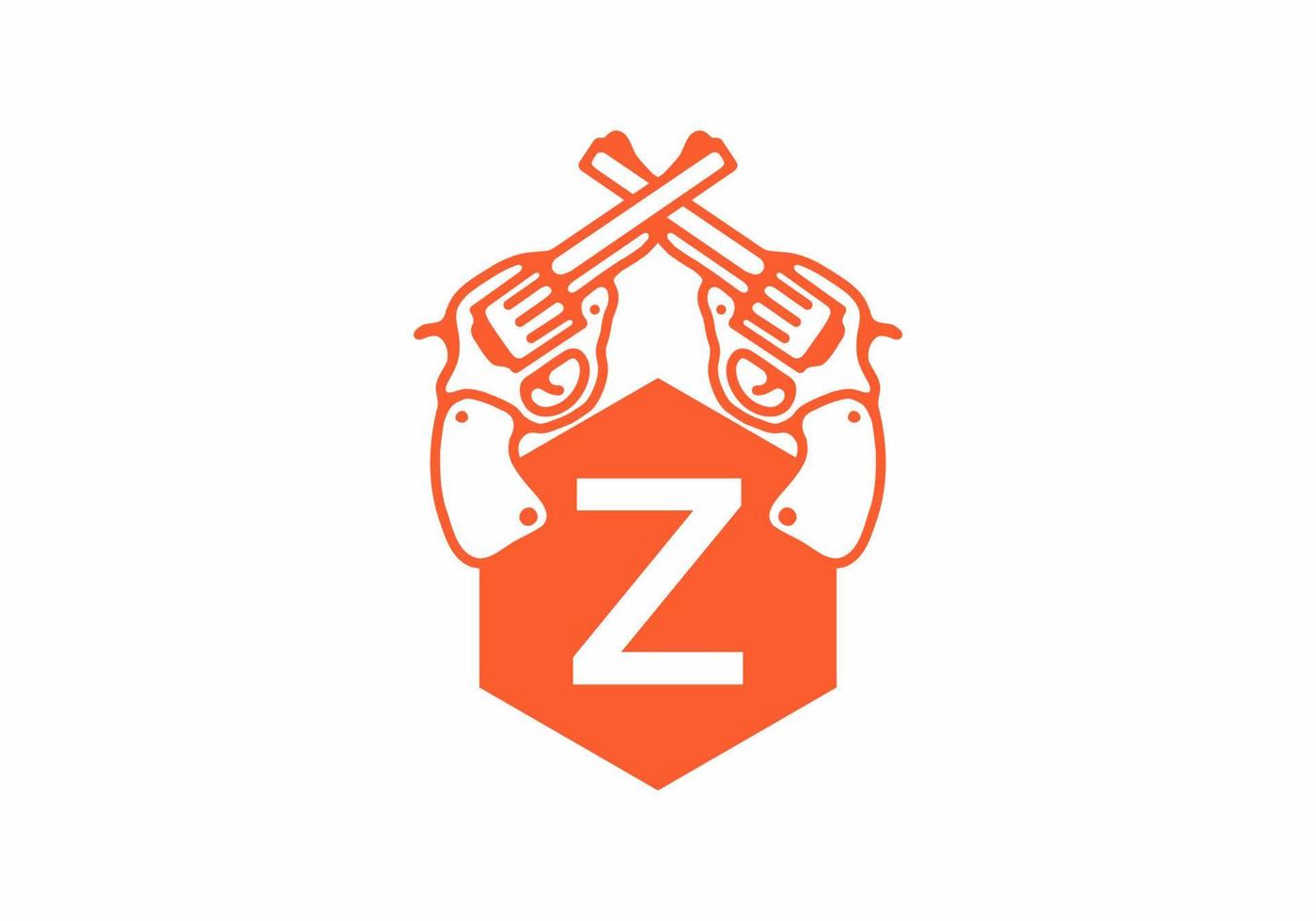 Two guns line art illustration with Z initial letter vector