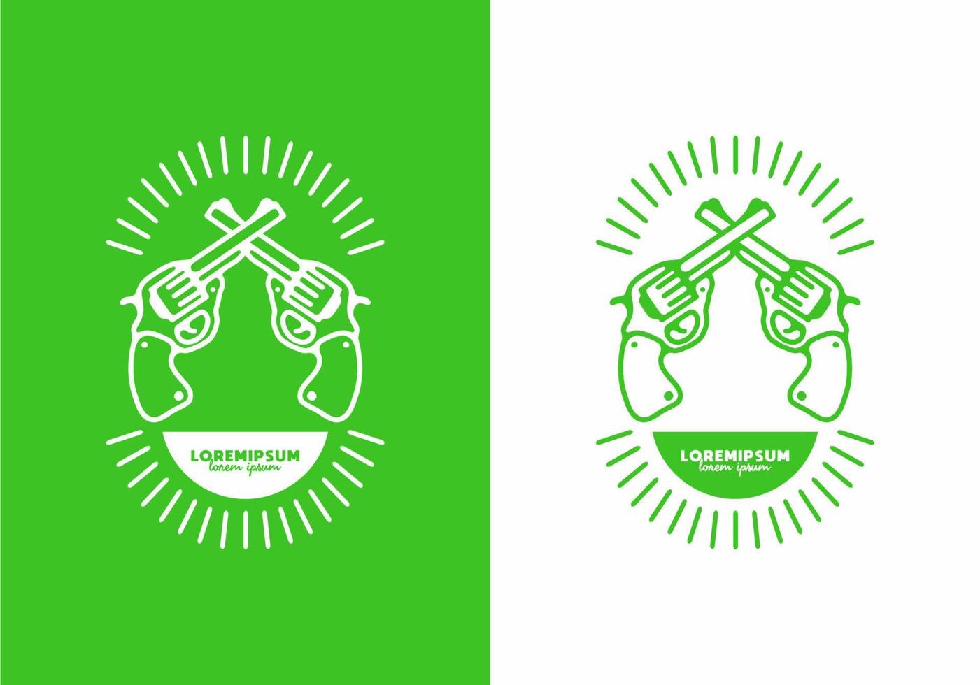 Two guns line art illustration vector