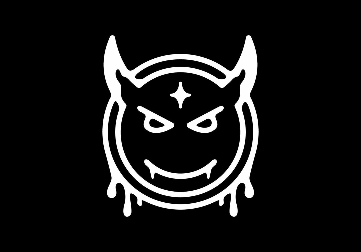 White on black color of devil skull emoticon vector