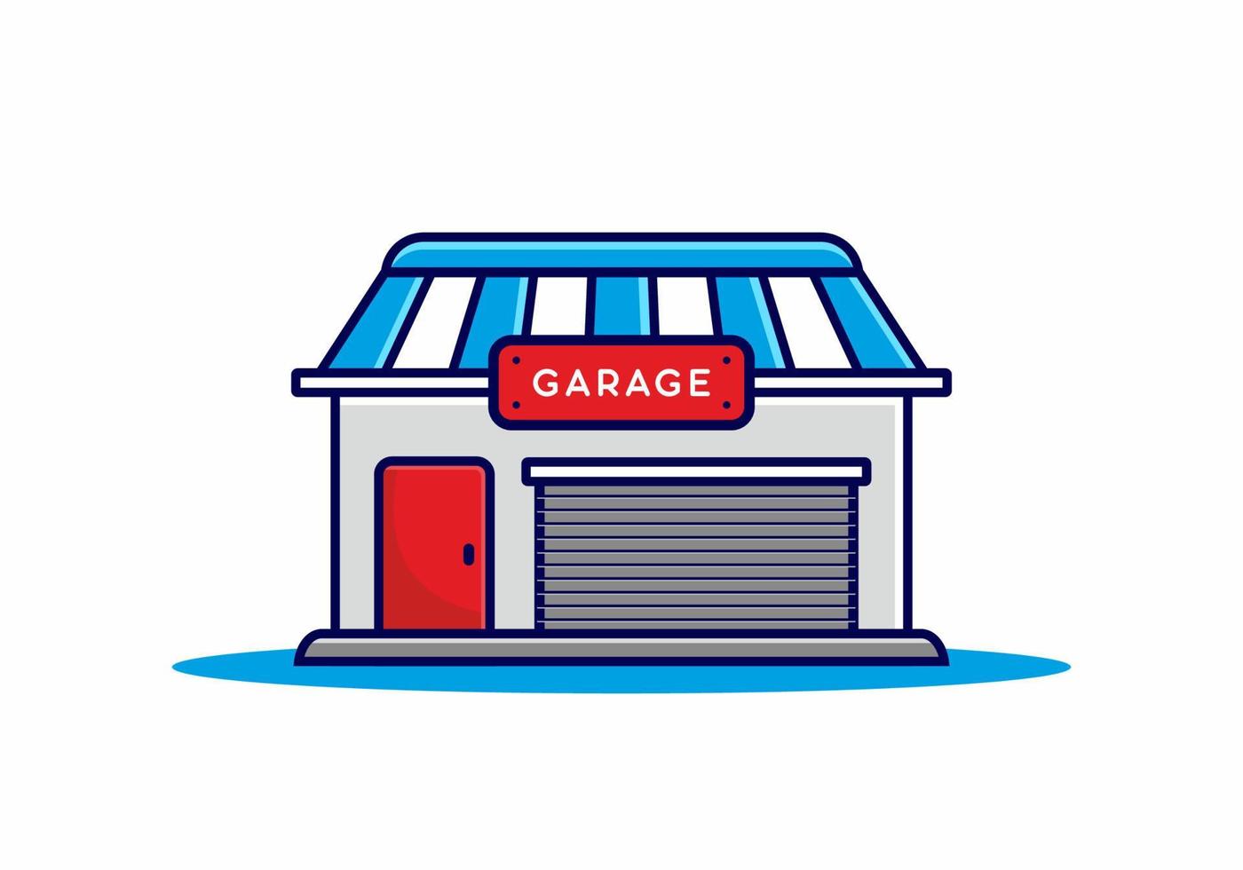 Red blue garage building vector